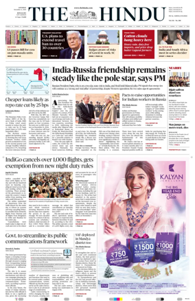 Cover of The Hindu (Bangalore)