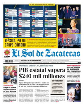 Cover of El Sol de Zacatecas