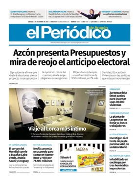 Cover of El Periódico Aragón