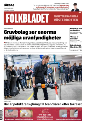 Cover of Folkbladet Västerbotten