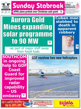 Cover of Stabroek News Sunday