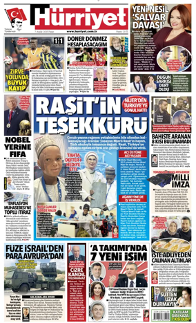 Cover of Hurriyet Print Edition