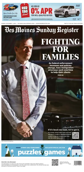 Cover of The Des Moines Register