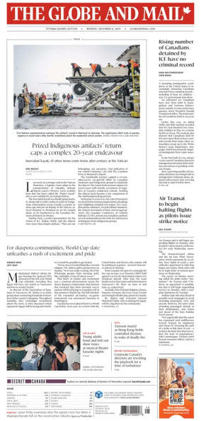 Cover of The Globe and Mail (Ottawa/Quebec Edition)