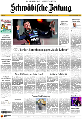Cover of Schwaebische Zeitung (Ravensburg / Weingarten)