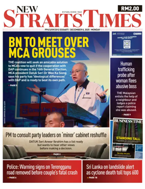 Cover of New Straits Times