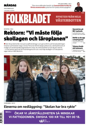 Cover of Folkbladet Västerbotten