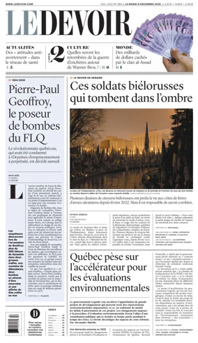 Cover of Le Devoir