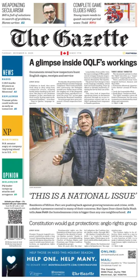 Cover of Montreal Gazette