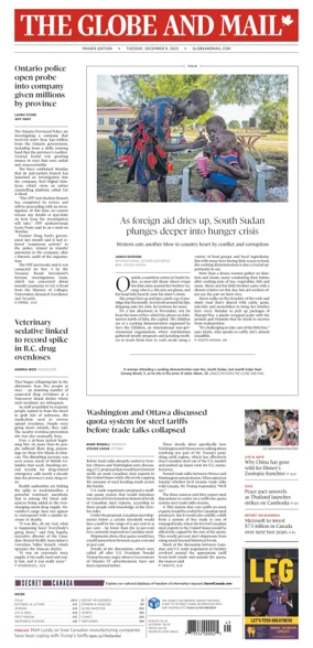 Cover of The Globe and Mail (Prairie Edition)