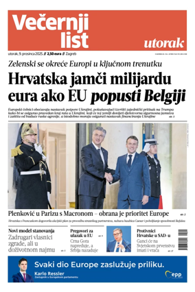 Cover of Večernji list - Zagreb