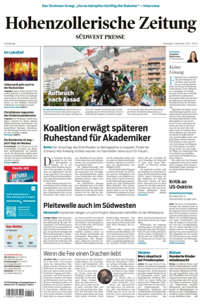 Cover of Hohenzollerische Zeitung