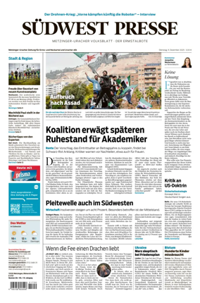 Cover of Südwest Presse (Metzinger Uracher Volksblatt / Der Ermstalbote)