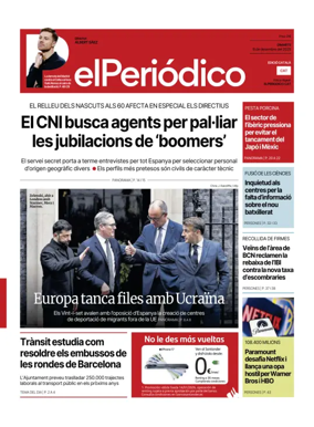 Cover of El Periódico de Catalunya (Català)