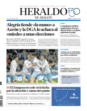 Cover of Heraldo de Aragón