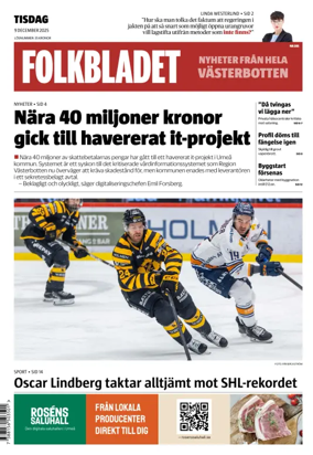 Cover of Folkbladet Västerbotten