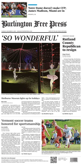 Cover of Burlington Free Press