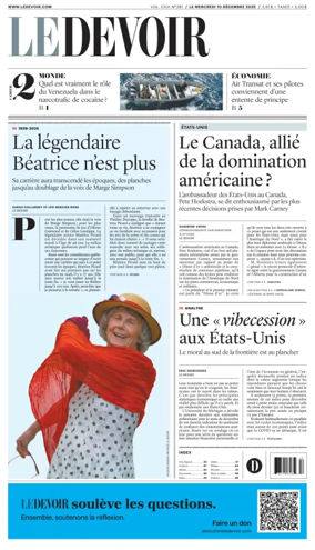 Cover of Le Devoir