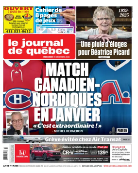Cover of Le Journal de Quebec