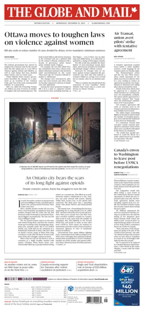 Cover of The Globe and Mail Metro (Ontario Edition)