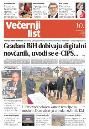 Cover of Večernji list BiH
