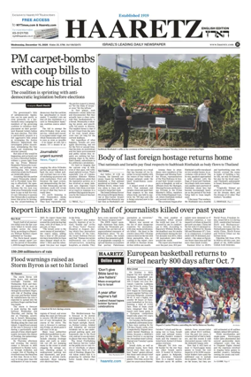 Cover of Haaretz english edition