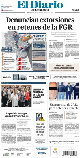 Cover of El Diario de Chihuahua