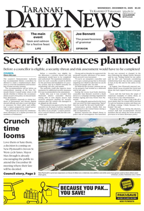 Cover of Taranaki Daily News