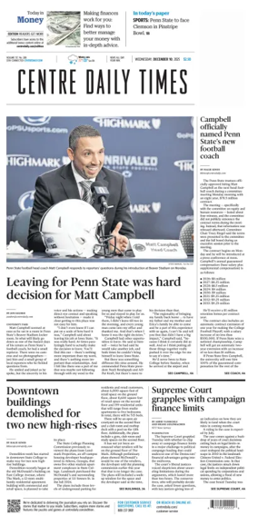 Cover of Centre Daily Times