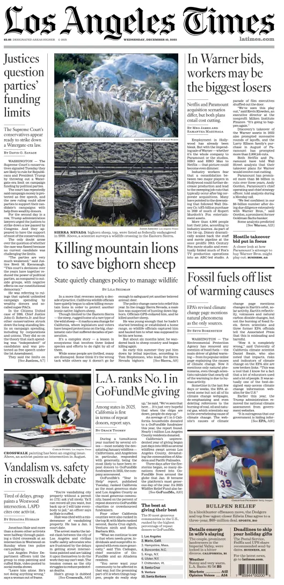 Cover of Los Angeles Times