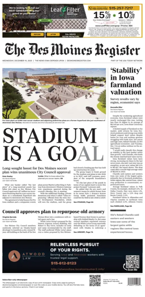 Cover of The Des Moines Register