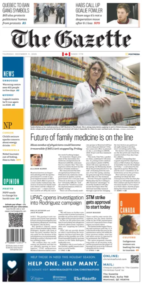 Cover of Montreal Gazette