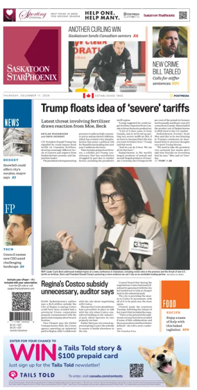 Cover of Saskatoon StarPhoenix