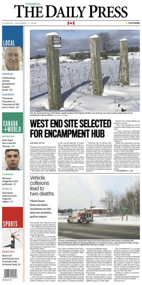 Cover of The Daily Press (Timmins)