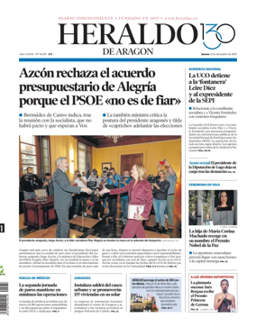 Cover of Heraldo de Aragón