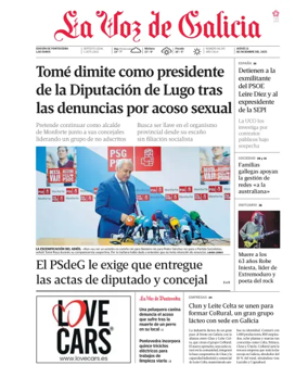 Cover of La Voz de Galicia (Pontevedra)