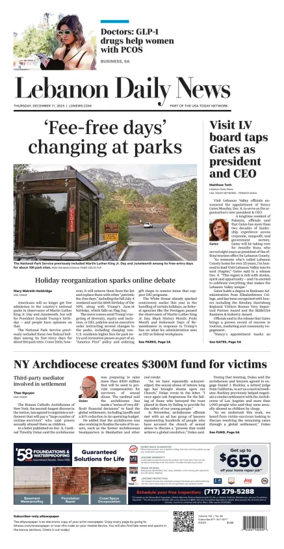 Cover of Lebanon Daily News