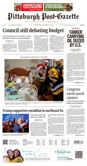 Cover of Pittsburgh Post-Gazette