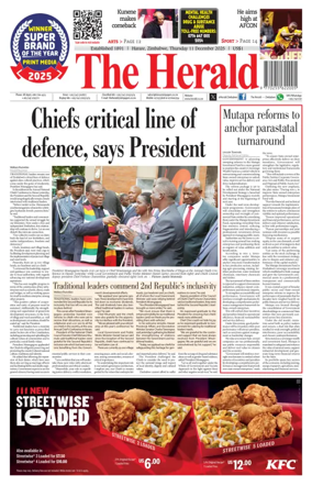 Cover of The Herald (Zimbabwe)