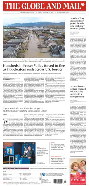 Cover of The Globe and Mail (Ottawa/Quebec Edition)