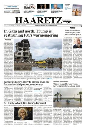 Cover of Haaretz english edition (Friday)