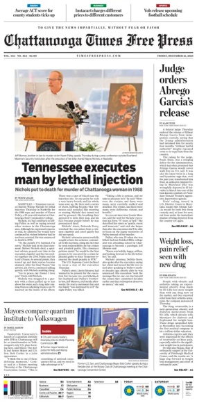 Cover of Chattanooga Times Free Press