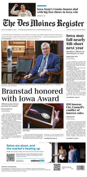 Cover of The Des Moines Register