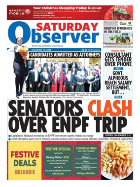 Cover of Saturday Observer (Eswatini)