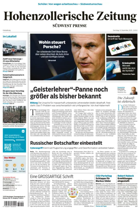 Cover of Hohenzollerische Zeitung