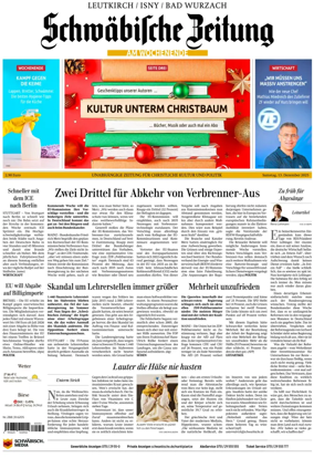 Cover of Schwaebische Zeitung (Leutkirch / Isny / Bad Wurzach)