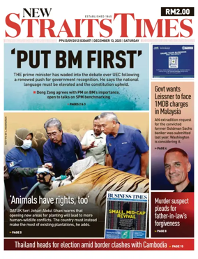 Cover of New Straits Times