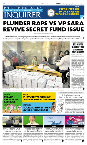 Cover of Philippine Daily Inquirer