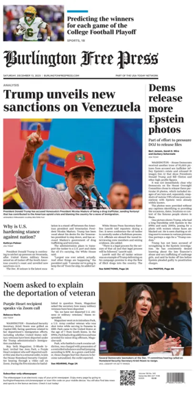 Cover of Burlington Free Press