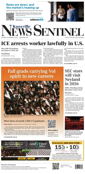 Cover of Knoxville News Sentinel